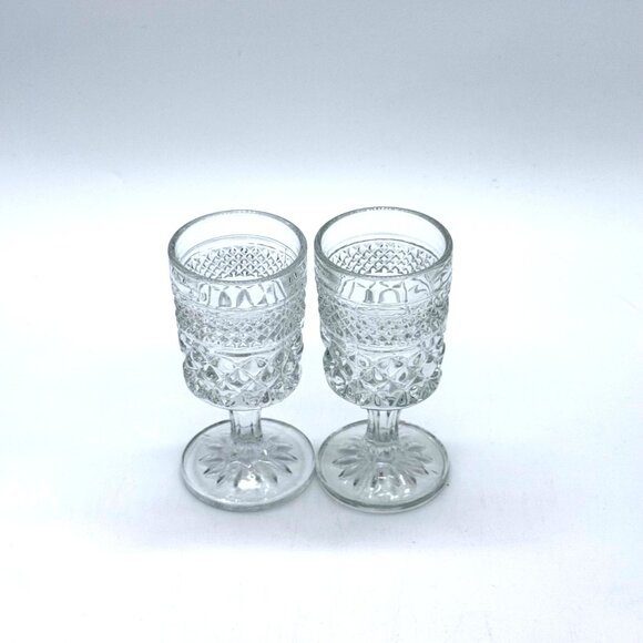 2 Vintage Anchor Hocking Wexford Diamond Cut Wine Water Goblets Glasses - Picture 4 of 10